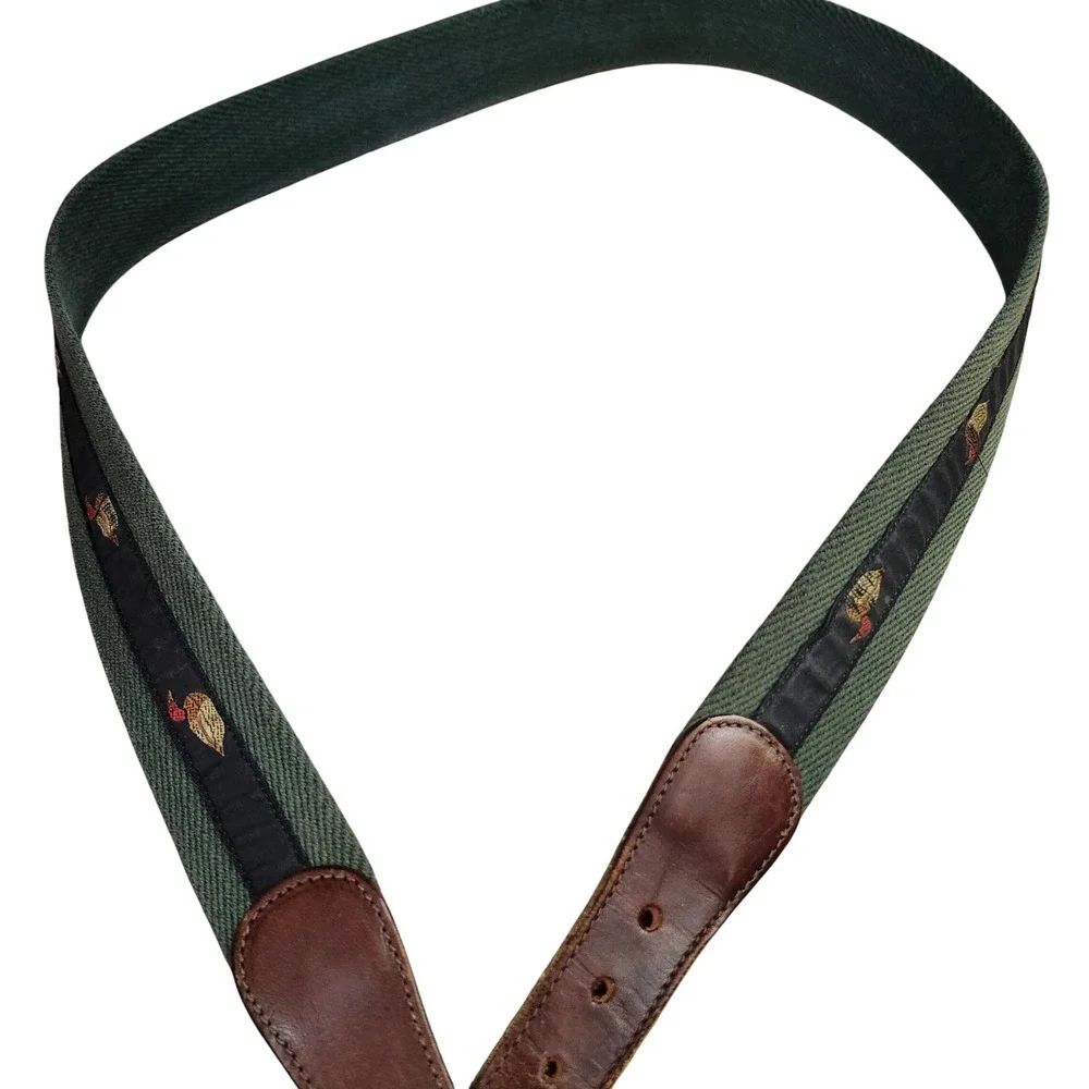 Ducks Outdoor Mens Woven Hunter Green Ribbon Belt Mallard Duck Leather USA 38